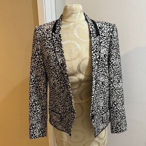 Zadig & Voltaire Leopard Back White Zipper Hem Lined 1 Button Chic Jacket 36 S